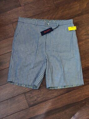 Robert Graham Blue & Grey Checkered Shorts SIZE 40 NEW WITH TAGS